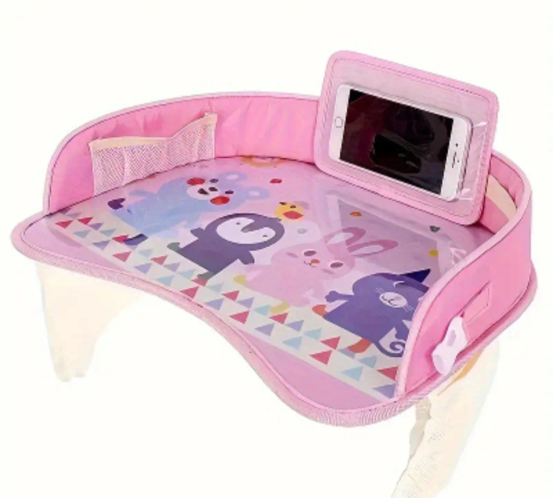 Automobilinės kėdutės staliukas. Rožinis.